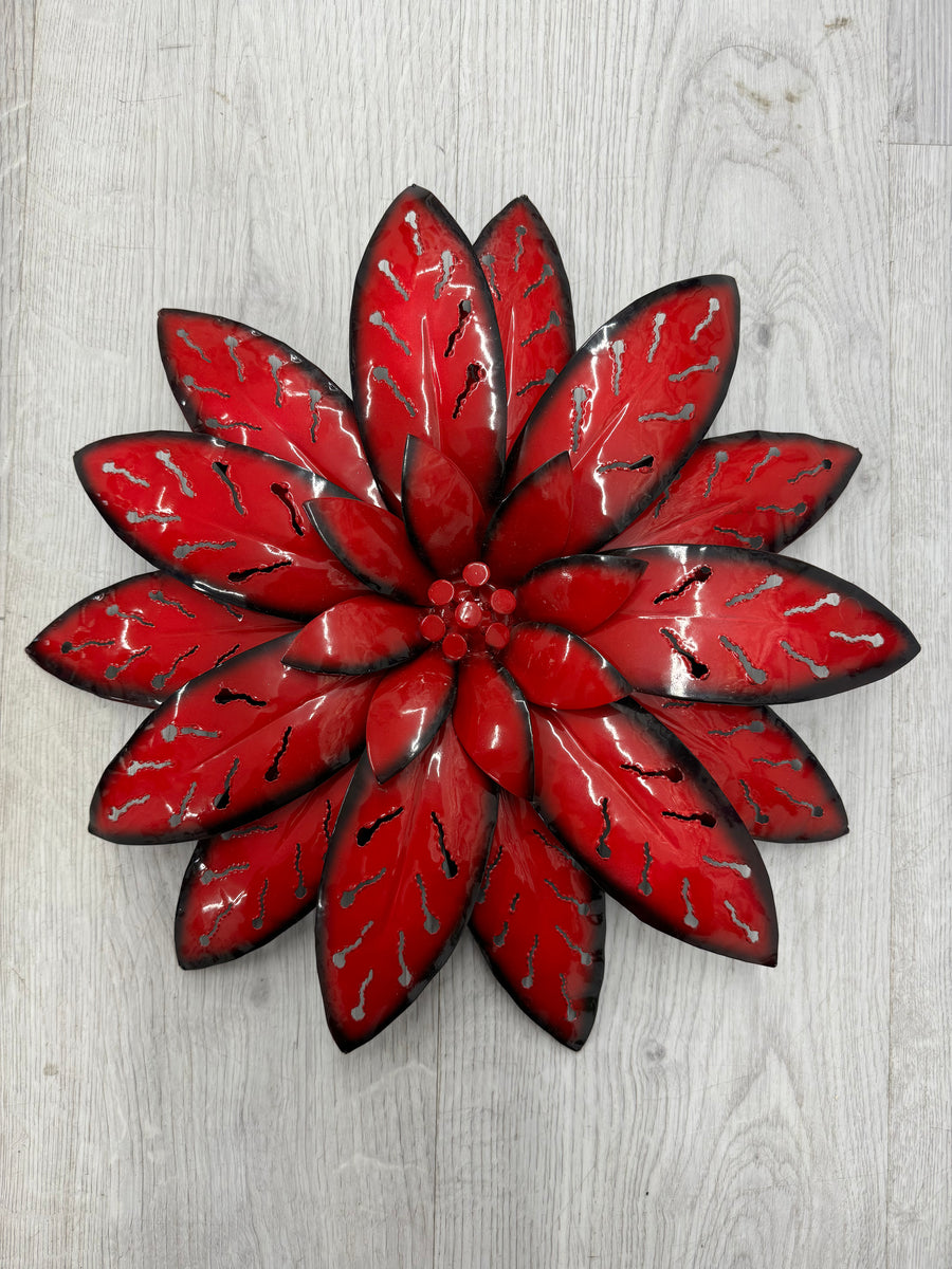 Lotus Flower 3D Burnt Orange Handmade – Metal Wall Art