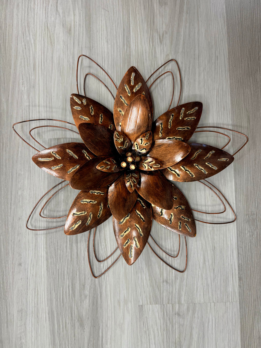Lotus Flower 3D Silver/Gold Metal Wall Art 40cm | Handmade