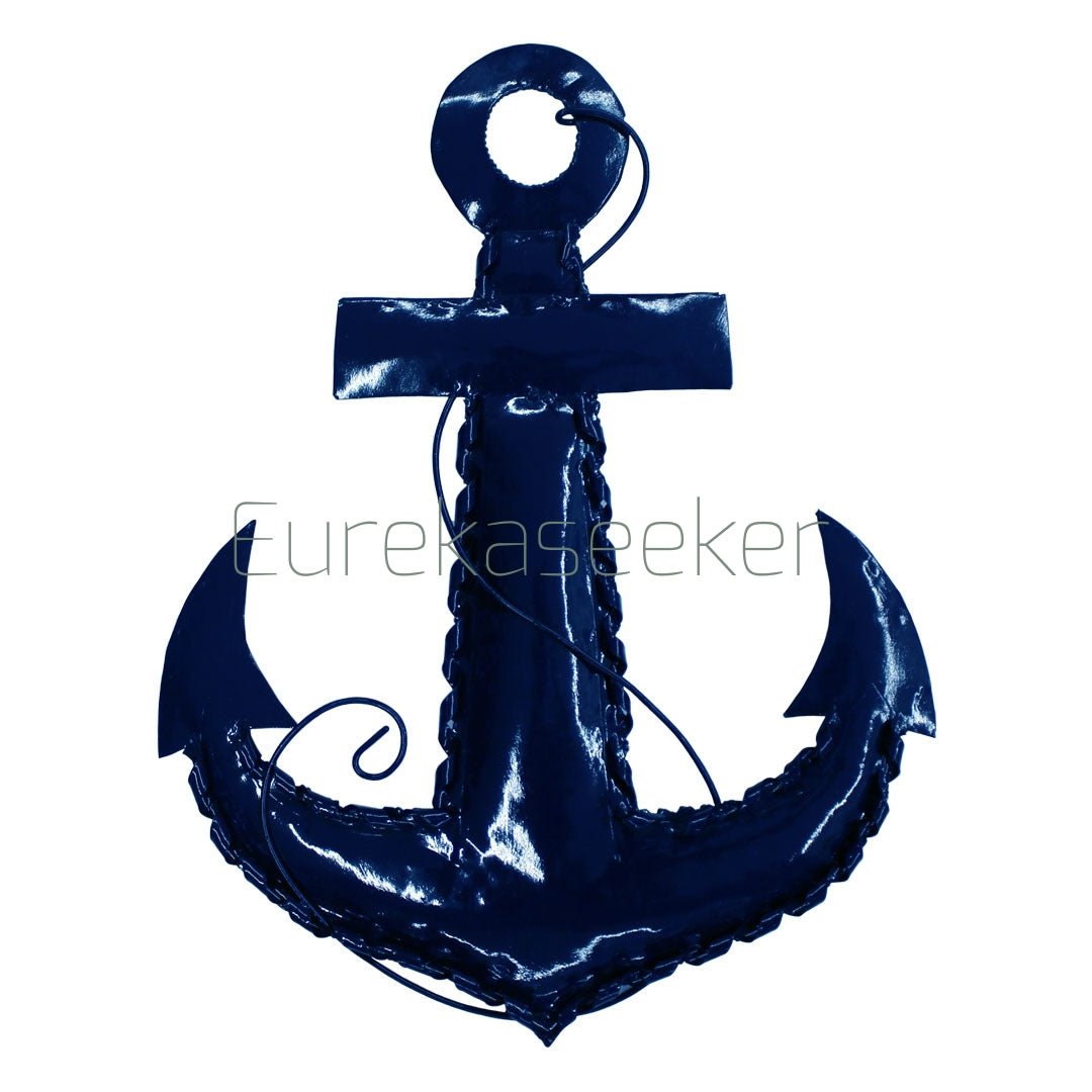 Nautical Blue Anchor Metal Wall Art 38cm Free Shipping