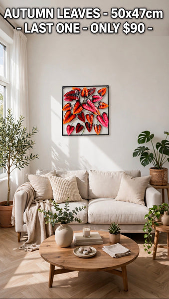 Autumn Leaves Red Framed Handmade Metal Wall Art 50cm