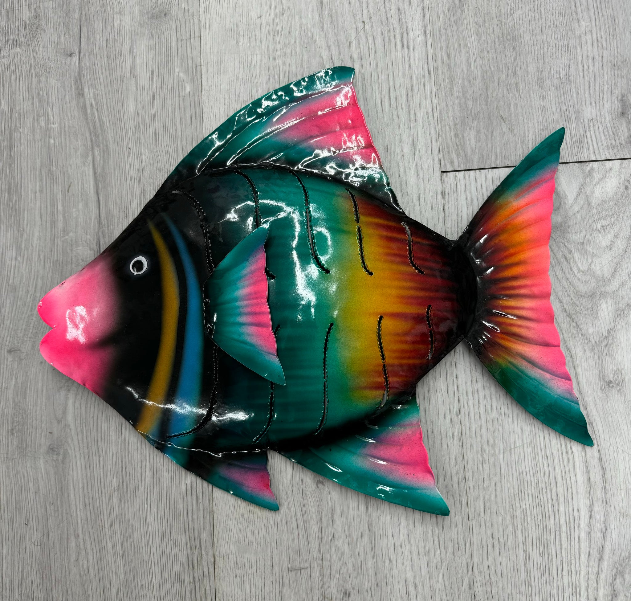 Tropical Fish Rainbow Colours 38cm Metal Wall Art