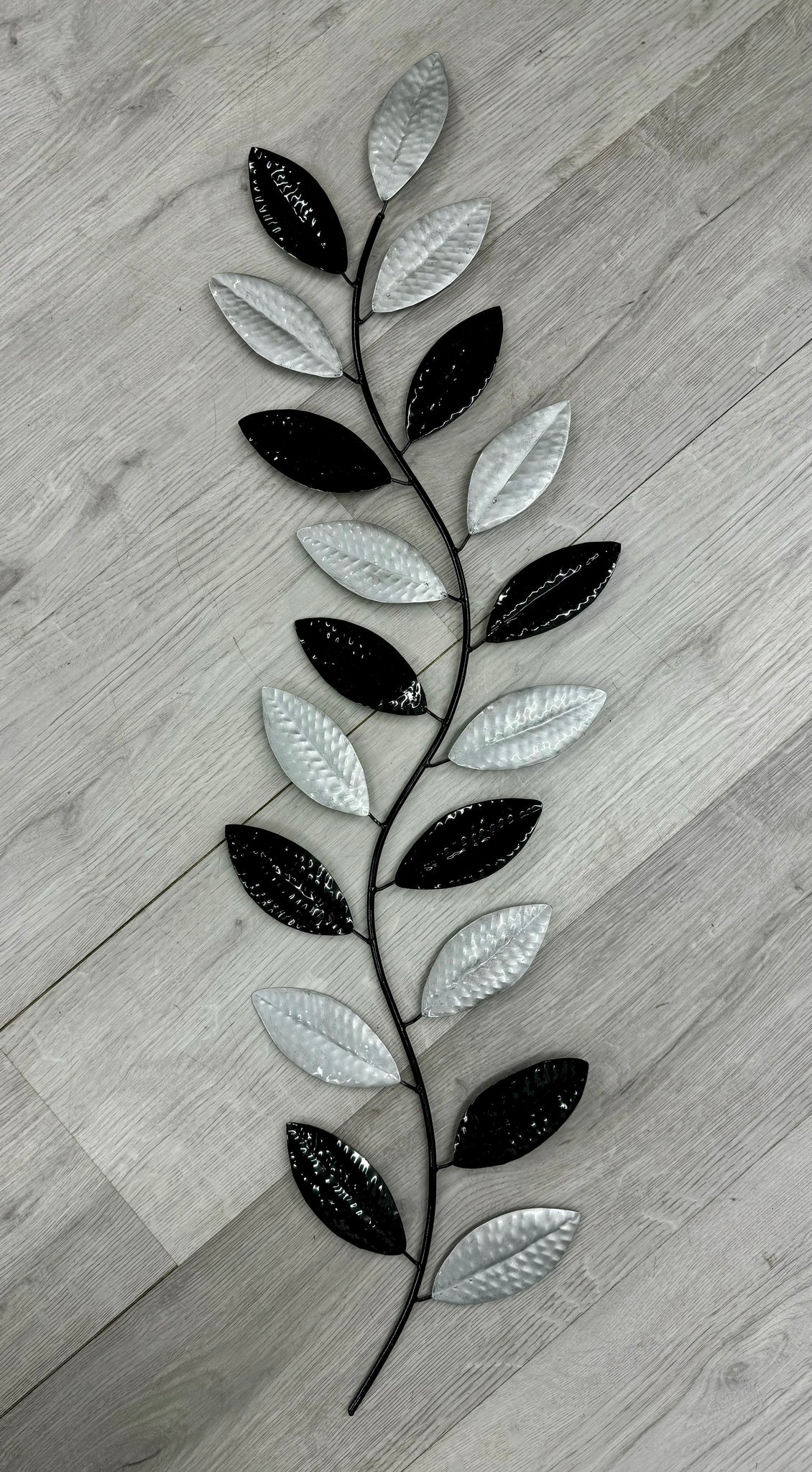 Black & Silver Leaf Metal Wall Art 85cm