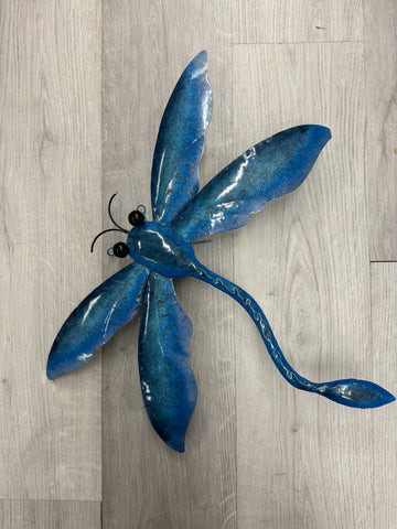 Multi Tone Blue Dragonfly Metal Wall Art 47cm