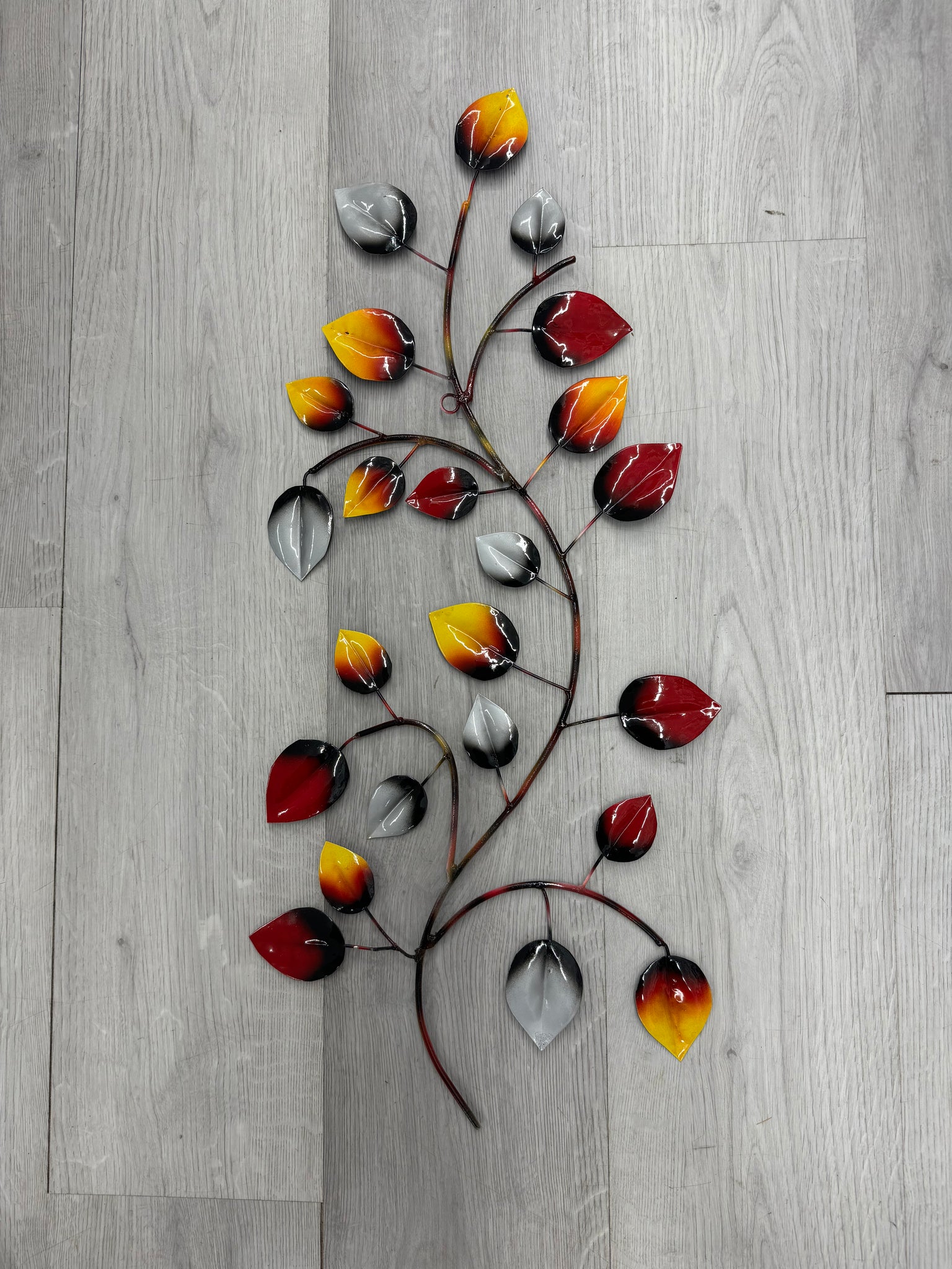 Multicoloured Leaves Handmade Metal Wall Art 70cm