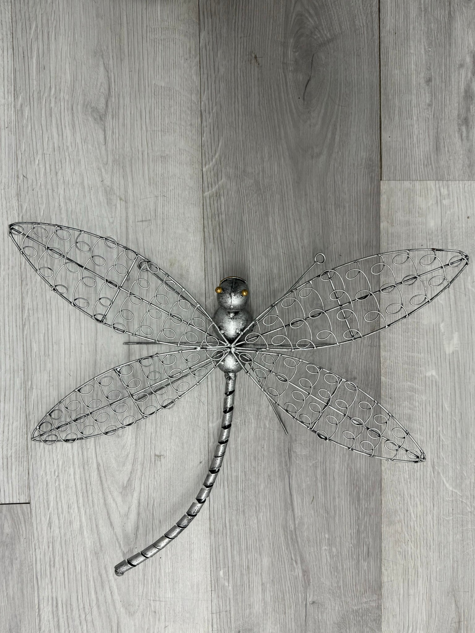 Silver Wire Dragonfly Metal Wall Art 43cm - LAST ONE
