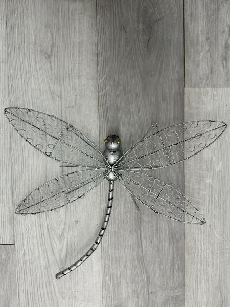 Silver Wire Dragonfly Metal Wall Art 43cm - LAST ONE
