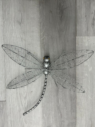 Silver Wire Dragonfly Metal Wall Art 43cm - LAST ONE