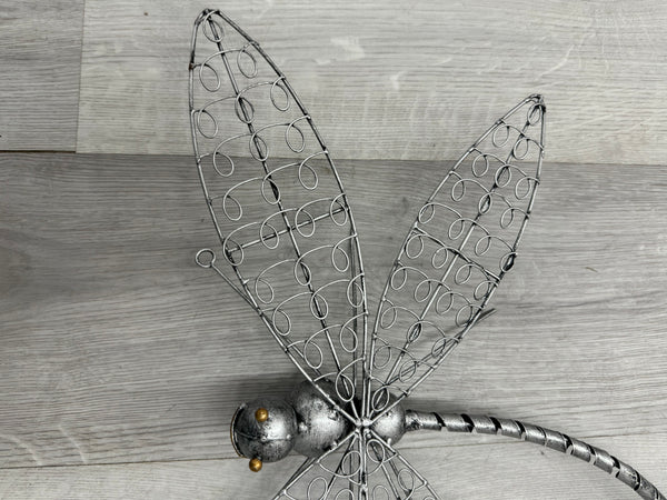 Silver Wire Dragonfly Metal Wall Art 43cm - LAST ONE