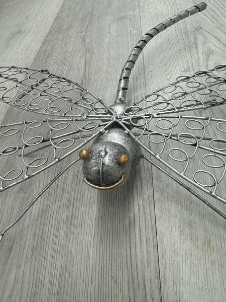 Silver Wire Dragonfly Metal Wall Art 43cm - LAST ONE