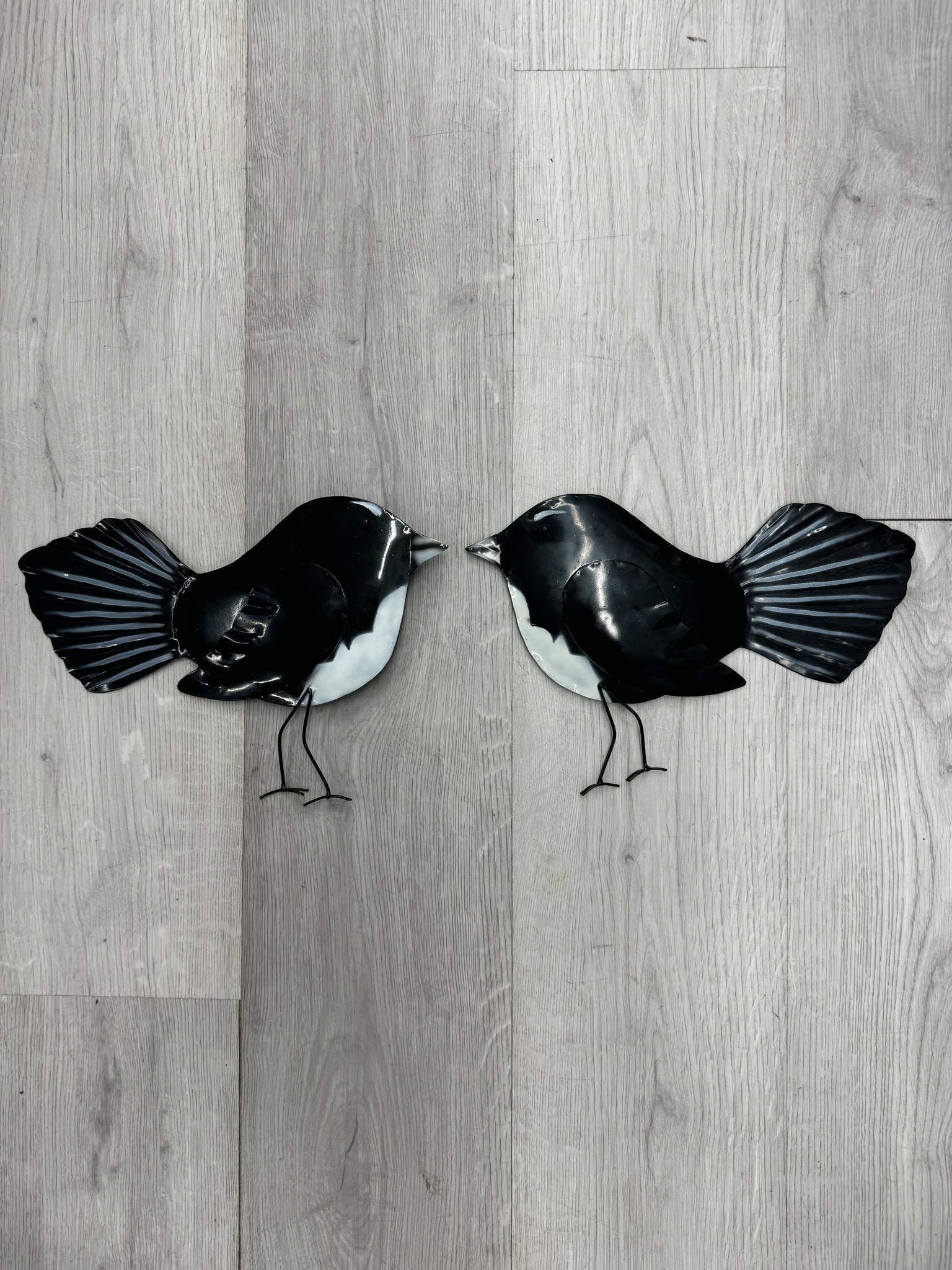 SALE - Willie Wagtail Bird Pair Metal Wall Art 22cm