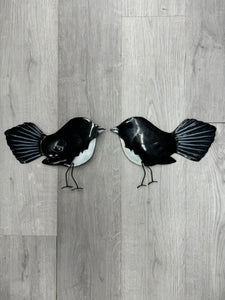 SALE - Willie Wagtail Bird Pair Metal Wall Art 22cm