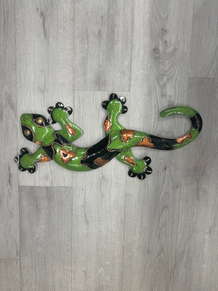 Ghecko Lizard Green/Black Metal Wall Art 62cm - ONLY 2 LEFT