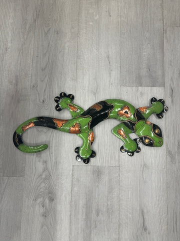 Ghecko Lizard Green/Black Metal Wall Art 62cm - ONLY 2 LEFT