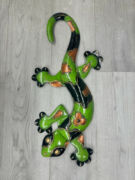 Ghecko Lizard Green/Black Metal Wall Art 62cm - ONLY 2 LEFT