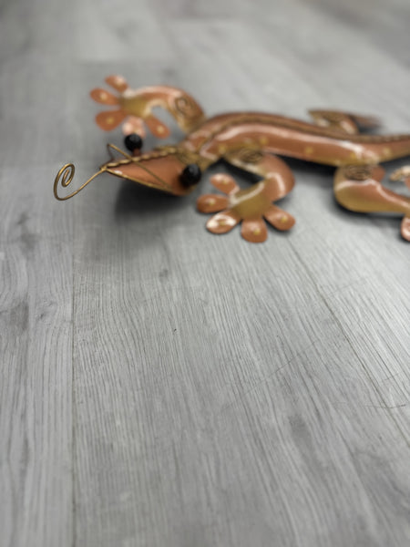 Ghecko Lizard Copper & Gold  Metal Wall Art 50cm