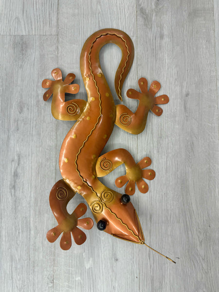 Ghecko Lizard Copper & Gold  Metal Wall Art 50cm