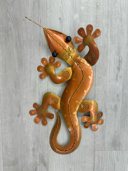 Ghecko Lizard Copper & Gold  Metal Wall Art 50cm