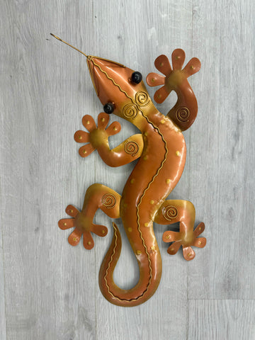 Ghecko Lizard Copper & Gold  Metal Wall Art 50cm