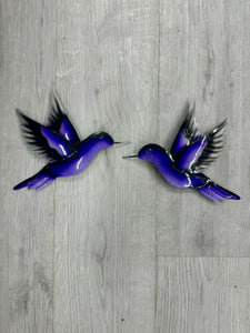 SALE - Hummingbird Pair Purple Metal Wall Art 25cm each
