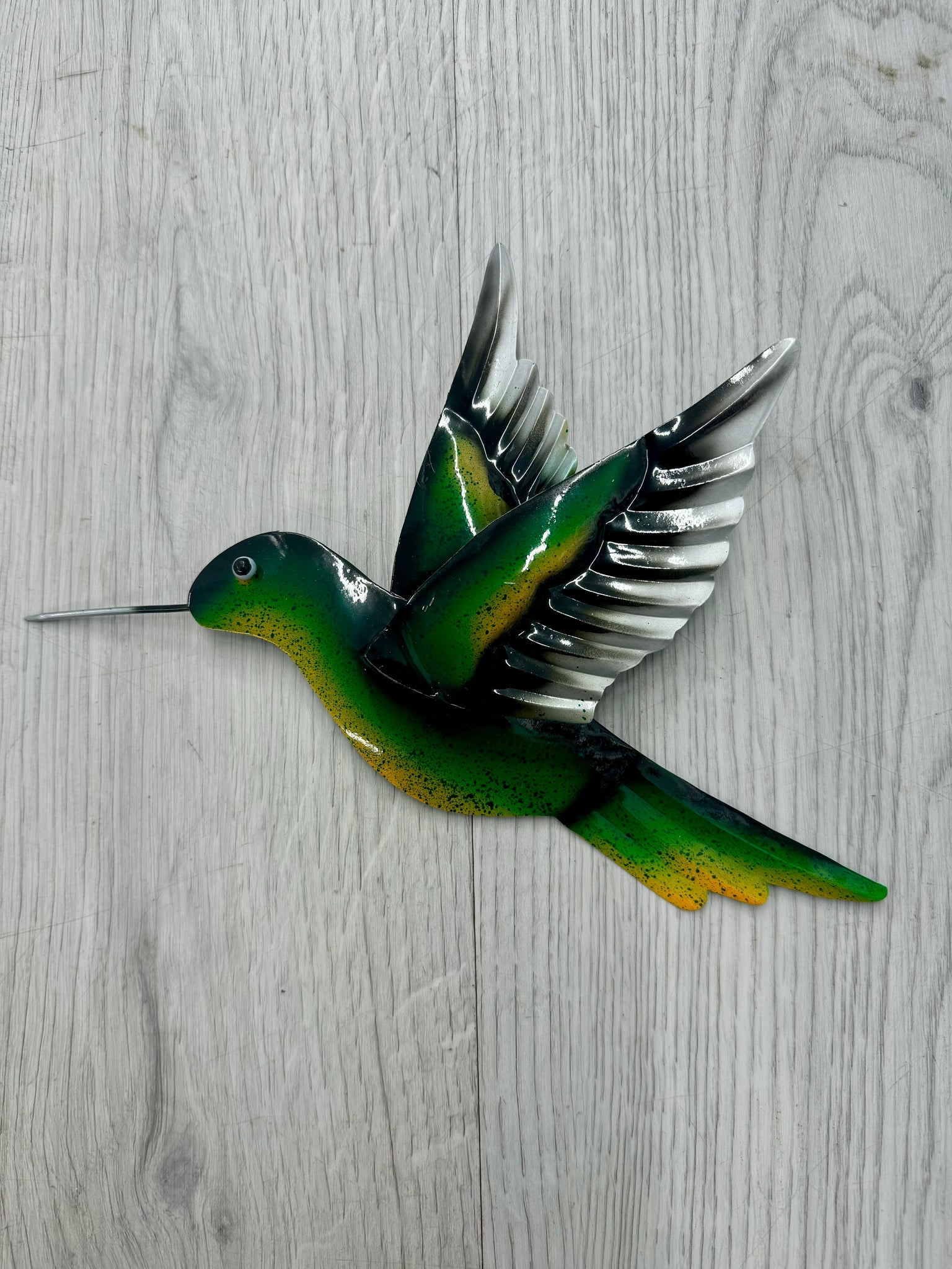 SALE - Hummingbird Green Metal Wall Art 25cm