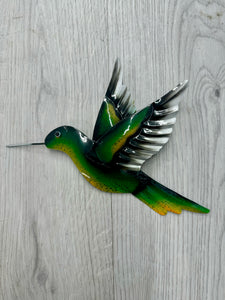 SALE - Hummingbird Green Metal Wall Art 25cm