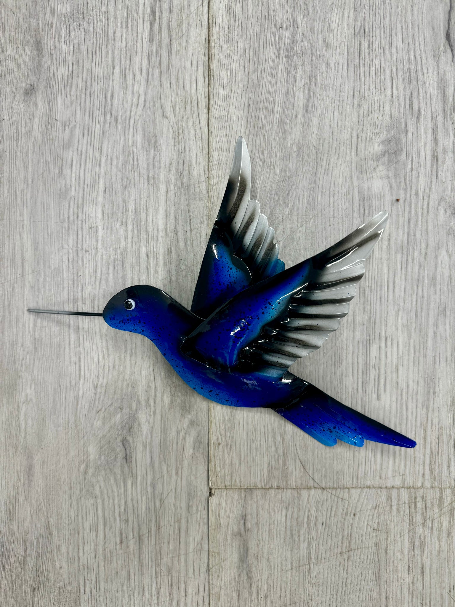 SALE - Hummingbird Blue Metal Wall Art 25cm - LAST 2