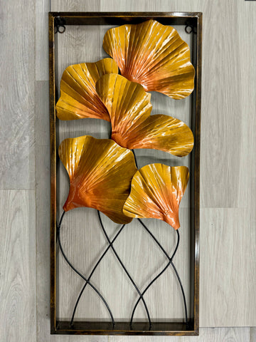 SALE - Fan Flowers In Frame Bronze/Copper Metal Wall Art 75cm - LAST ONE