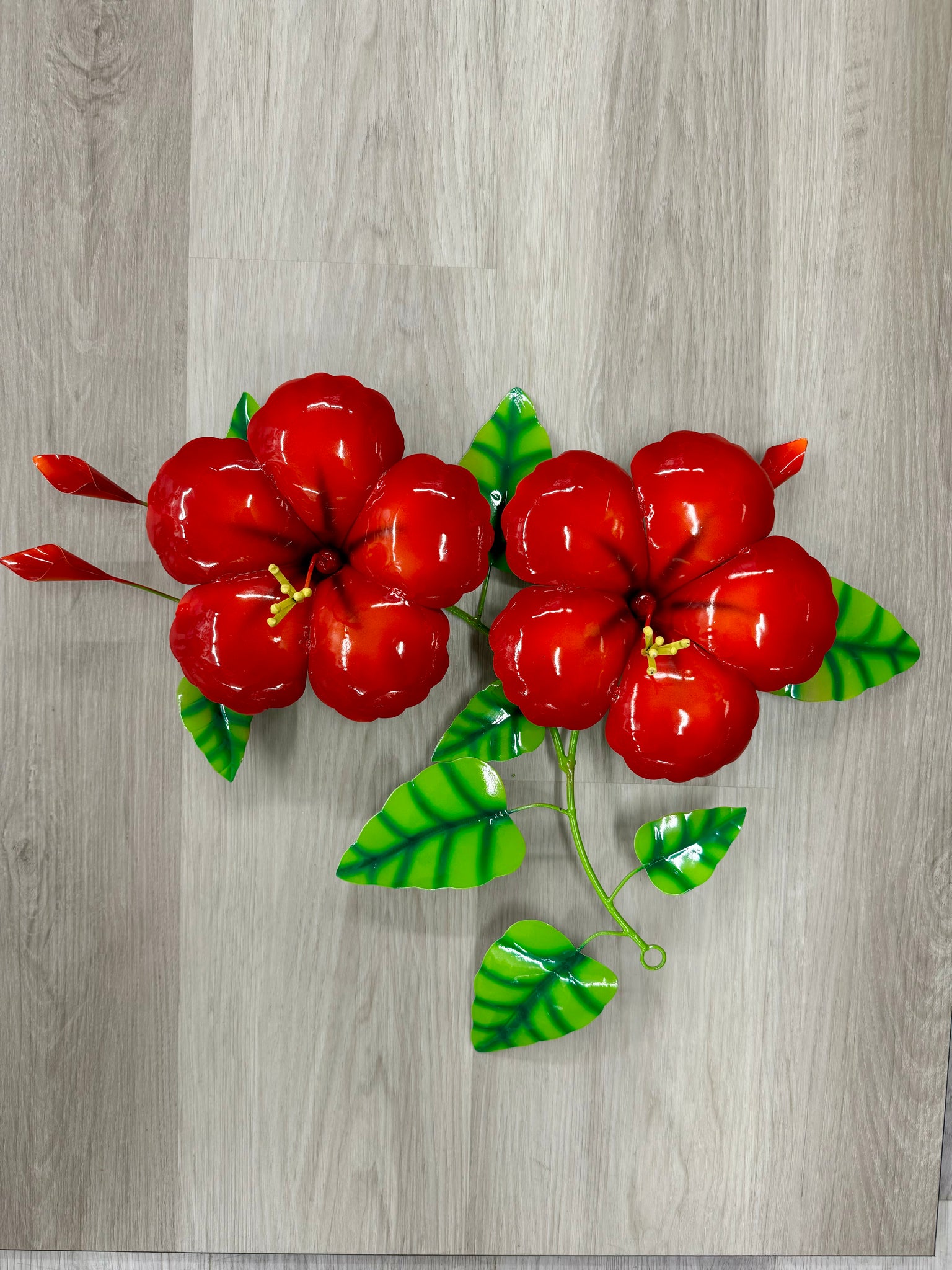 Hibiscus Flower Red 3D Metal Wall Art 50cm