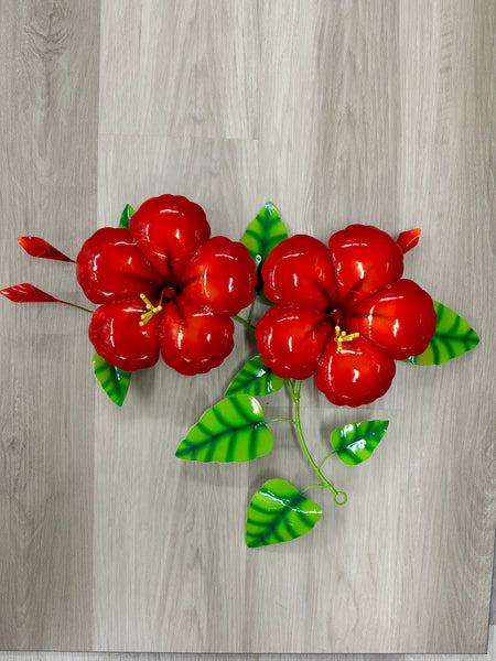 Hibiscus Flower Red 3D Metal Wall Art 50cm