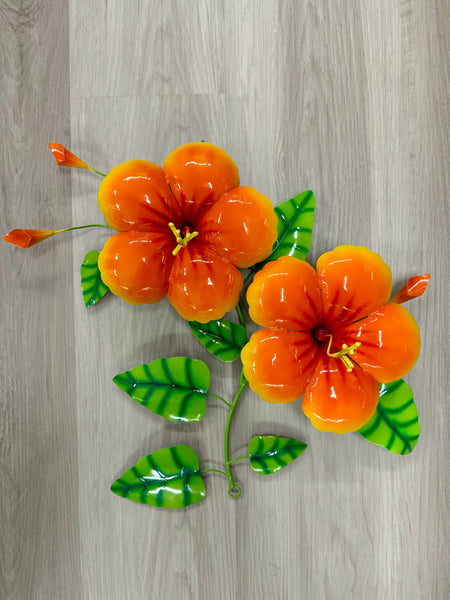 Hibiscus Flower Red 3D Metal Wall Art 50cm