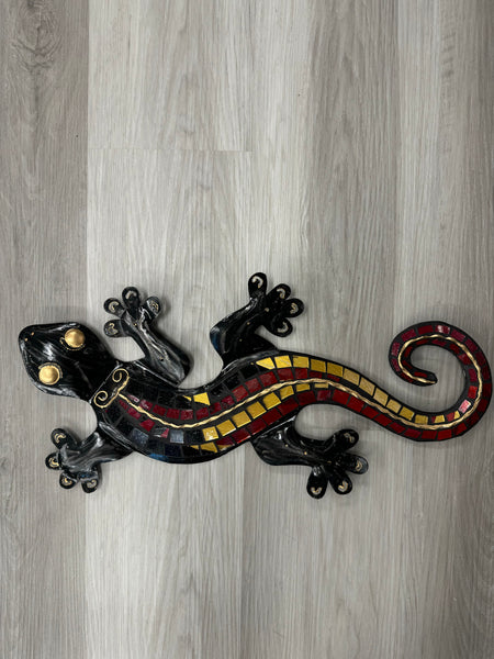 Mosaic Ghecko Lizard Red/Yellow/Black Metal Wall Art 52cm