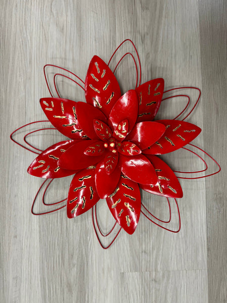 Lotus Flower 3D Silver/Gold with Metal Trim Metal Wall Art 40cm
