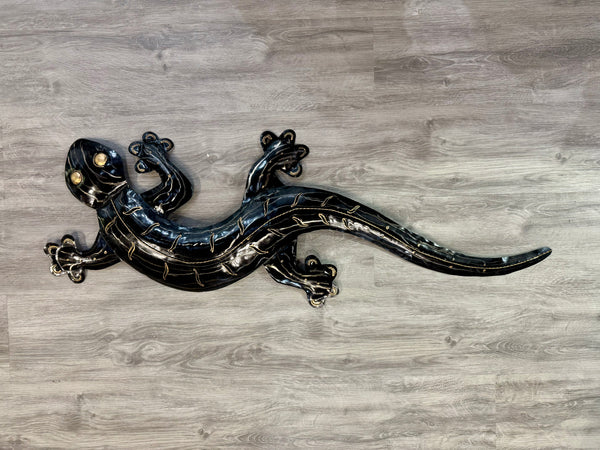 Ghecko Lizard Silver Metal Wall Art 102cm Large - LOW STOCK