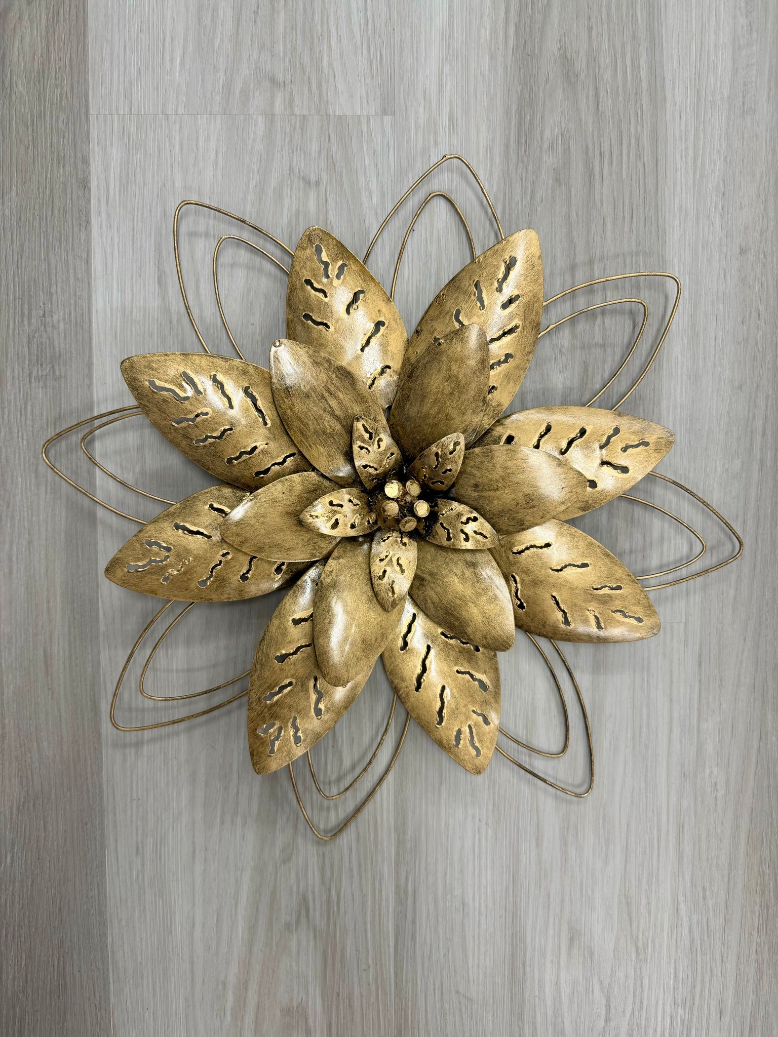 Lotus Flower 3D Gold with Metal Trim Metal Wall Art 40cm - LOW STOCK