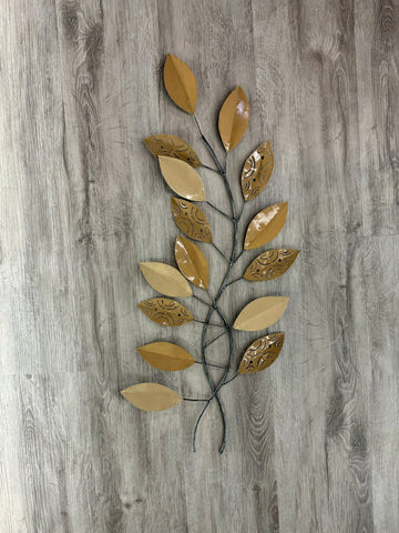 SALE - Beige & Cream Leaf Metal Wall Art 75cm - LOW STOCK