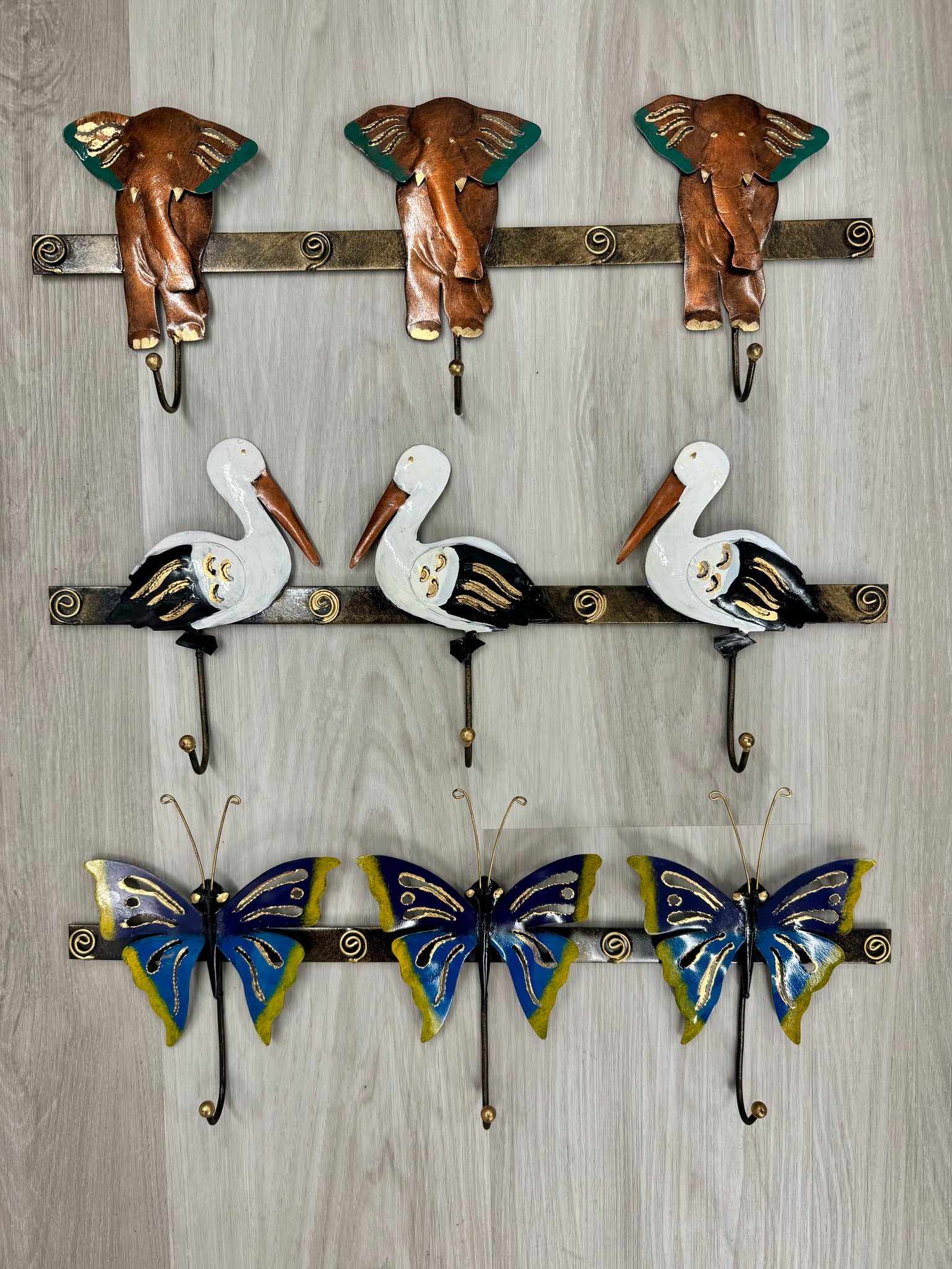 Wall Hooks Trio Metal Wall Art 45cm