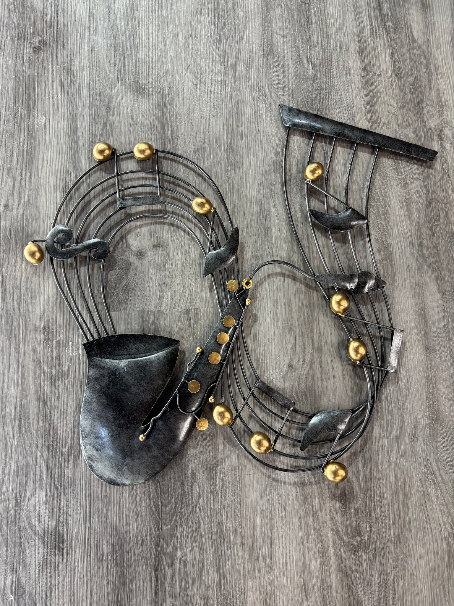 Trumpet & Music Scale Bronze/Gold Metal Wall Art 50cm - LOW STOCK