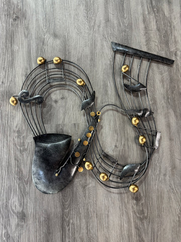 Trumpet & Music Scale Bronze/Gold Metal Wall Art 50cm - LOW STOCK