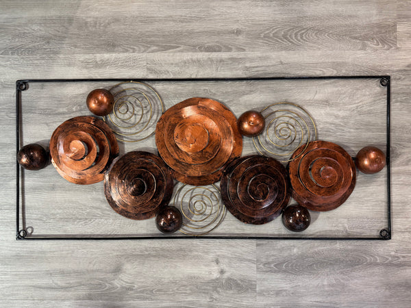 Abstract Circles Framed Bronze - 3D Metal Wall Art