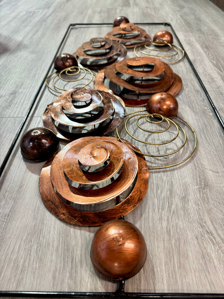 Abstract Circles Framed Bronze - 3D Metal Wall Art