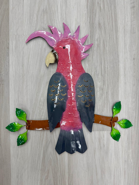 Pink Galah Metal Wall Art 40cm
