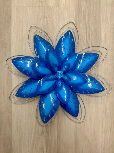 Lotus Flower 3D Silver/Gold with Metal Trim Metal Wall Art 40cm