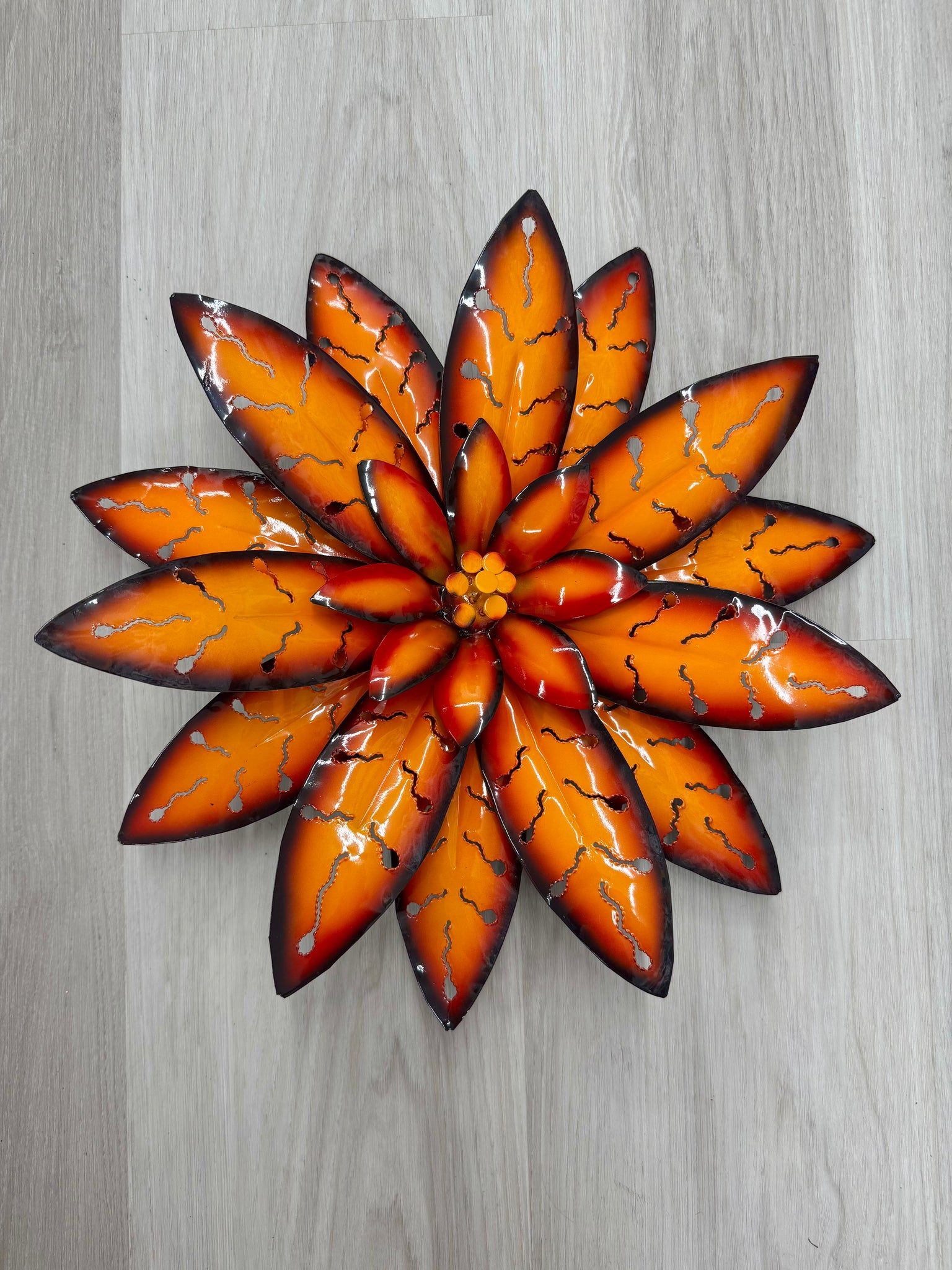 Lotus Flower Orange 3D  Metal Wall Art 35cm
