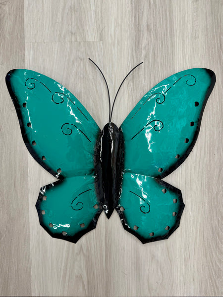 Butterfly Large Metal Wall Art 50cm - Pink, Orange, Blue, Aqua