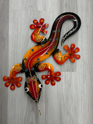 Ghecko Lizard Red/Orange/Black Metal Wall Art 50cm