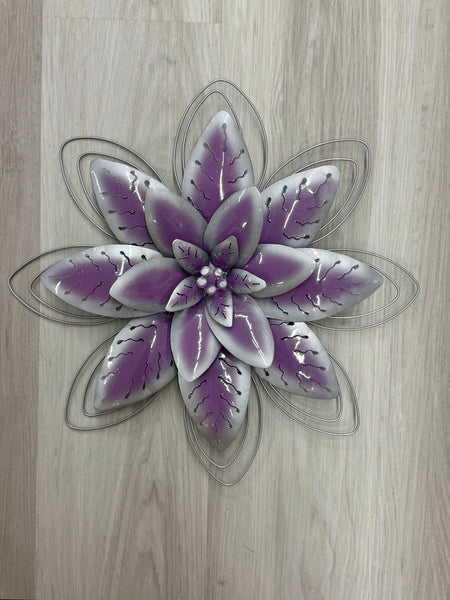 Lotus Flower 3D Silver/Gold with Metal Trim Metal Wall Art 40cm
